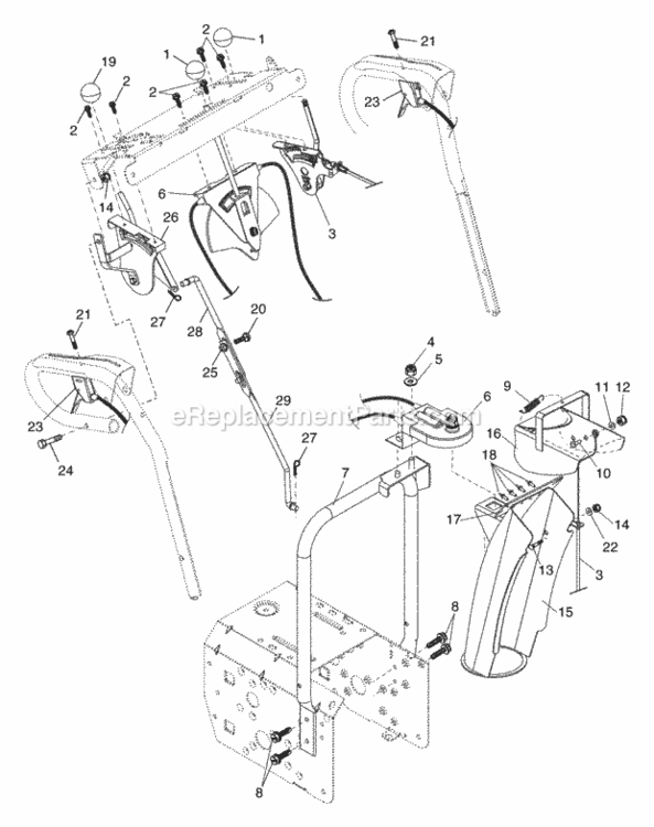 Control_Panel__Discharge_Chute Diagram and Parts List for PP927ESB 2003 Husqvarna Snow Blower
