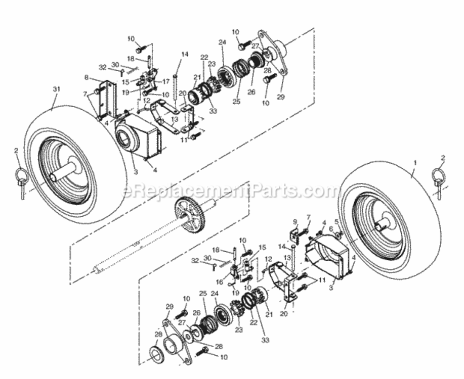 Wheels Diagram and Parts List for PP927ESB 2003 Husqvarna Snow Blower