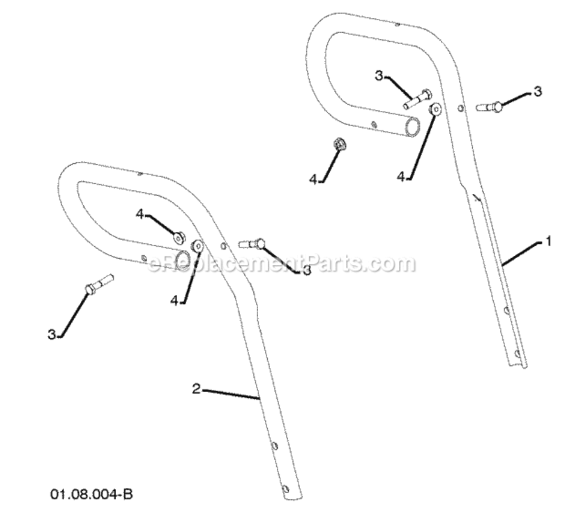 Handles Diagram and Parts List for PR1030ES 2009-06 Husqvarna Snow Blower