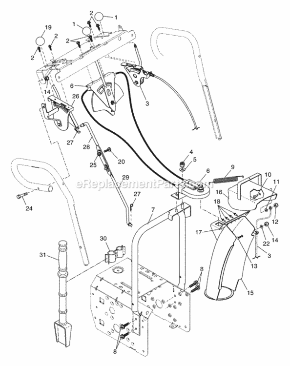 Control_Panel__Discharge_Chute Diagram and Parts List for PR10527ESA 2004 Husqvarna Snow Blower