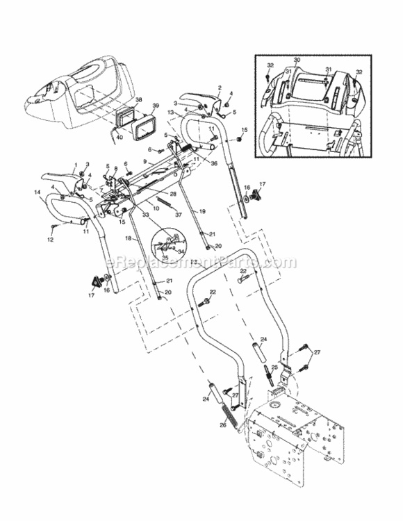 Handles Diagram and Parts List for PR524ESA 2004 Husqvarna Snow Blower