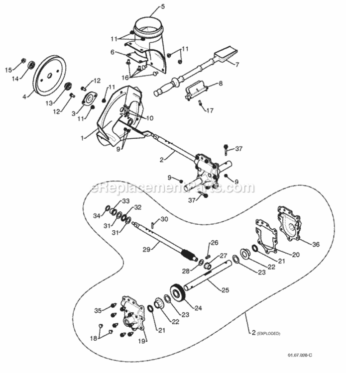 Page E Diagram and Parts List for PR827ES 2009-07 Husqvarna Snow Blower