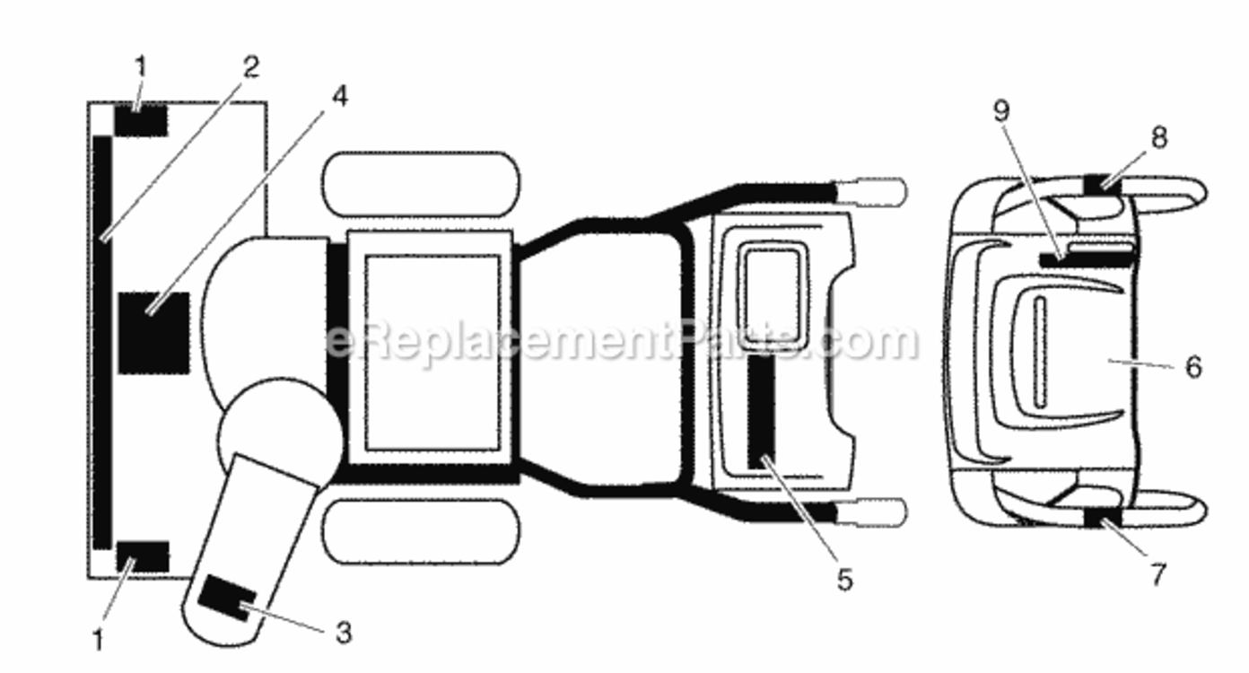 Decals Diagram and Parts List for PR8527ES 2008-10 Husqvarna Snow Blower