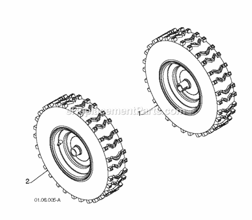 Wheels_Tires Diagram and Parts List for PSB240 2010-06 Husqvarna Snow Blower