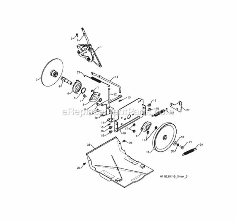 Drive Diagram and Parts List for PSB270 2010-06 Husqvarna Snow Blower