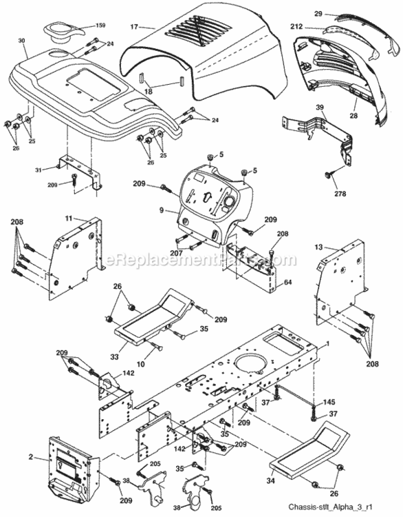Page A Diagram and Parts List for PXT12538 2009-11 Husqvarna Lawn Tractor