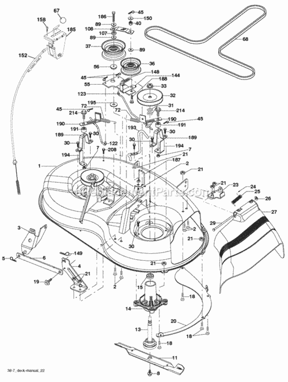 Page F Diagram and Parts List for PXT12538 2009-11 Husqvarna Lawn Tractor