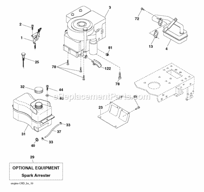 Engine Diagram and Parts List for RE11597 2012-01 Husqvarna Lawn Tractor
