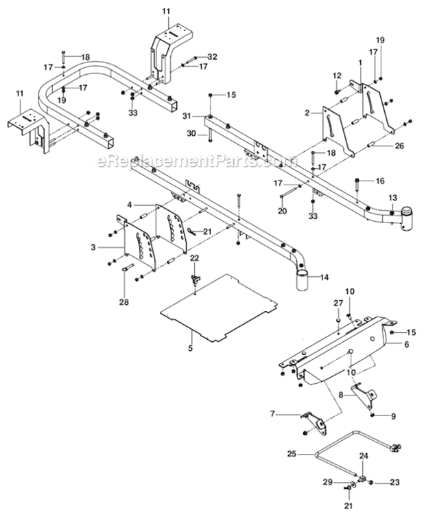 Frame Diagram and Parts List for RZ4619CA  Husqvarna Lawn Mower