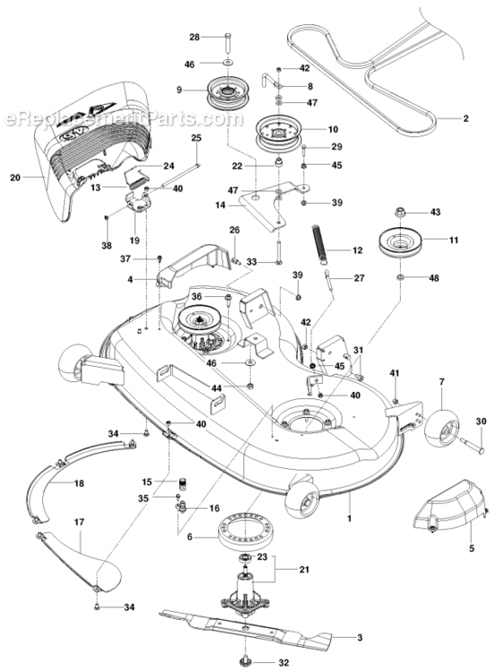 Mower/Cutting Deck Diagram and Parts List for RZ4619CA  Husqvarna Lawn Mower