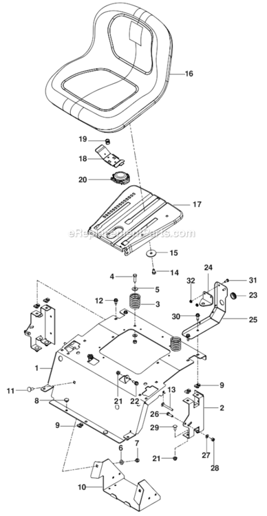 Seat Diagram and Parts List for RZ4619CA  Husqvarna Lawn Mower