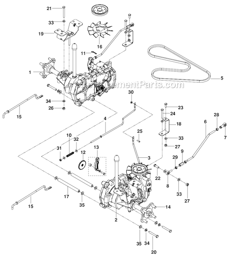 Hydraulic Pump  Motor Diagram and Parts List for RZ4623  Husqvarna Lawn Mower