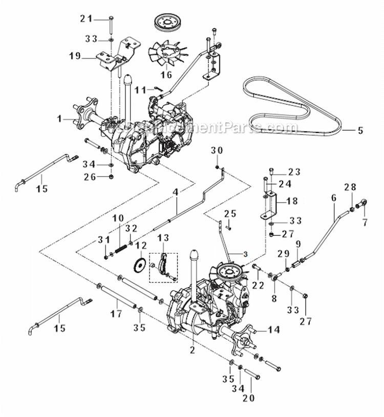 Hydraulic Pump-Motor Diagram and Parts List for RZ5424-966691901  Husqvarna Lawn Mower