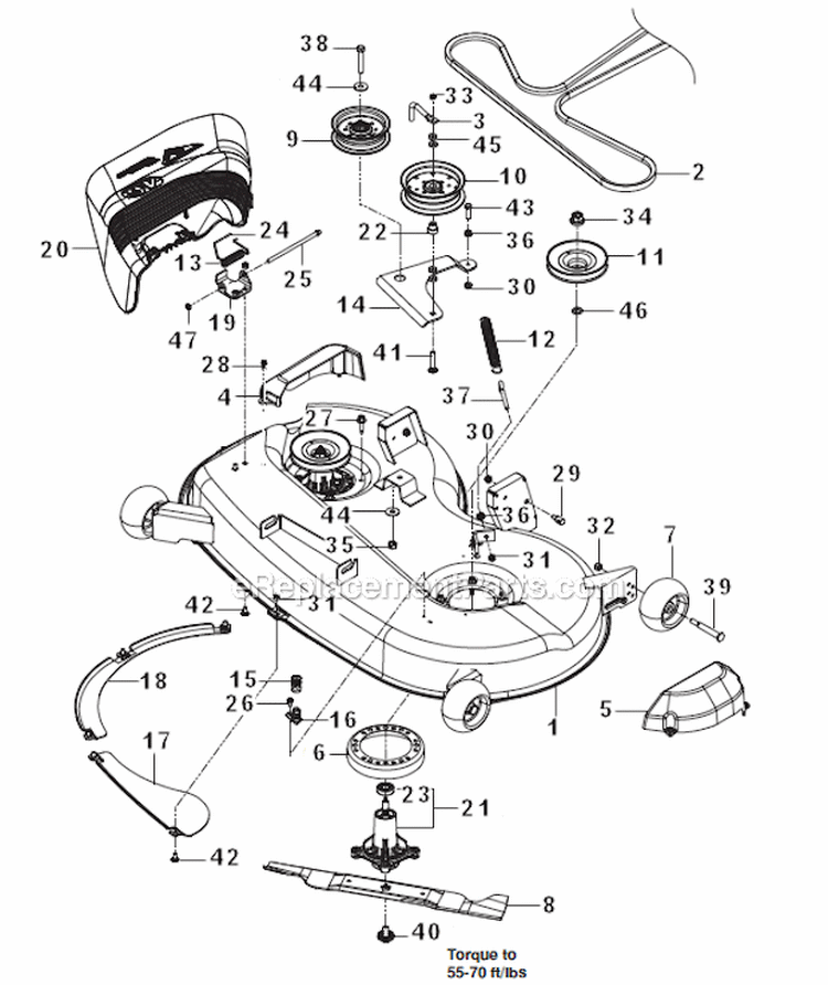 Mower DeckCutting Deck 46 Deck Diagram and Parts List for RZ5424-966691901  Husqvarna Lawn Mower