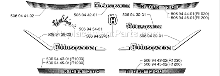Page C Diagram and Parts List for RIDER 1998-01 Husqvarna Lawn Tractor