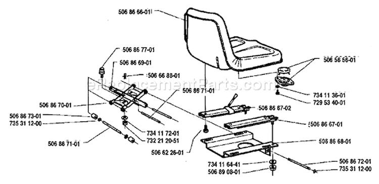 Page K Diagram and Parts List for 1200-14 Rider  1991-03 Husqvarna Lawn Tractor