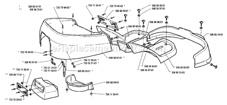Page G Diagram and Parts List for 1200-14 Rider  1991-03 Husqvarna Lawn Tractor