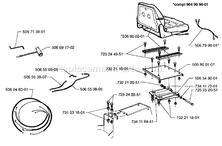Page M Diagram and Parts List for 1200 Rider  1996-08 Husqvarna Lawn Tractor