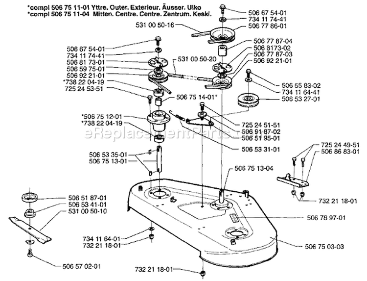 Page B Diagram and Parts List for 1200 Rider  1996-08 Husqvarna Lawn Tractor