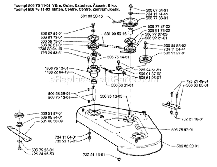 Page C Diagram and Parts List for 1200 Rider  1996-08 Husqvarna Lawn Tractor