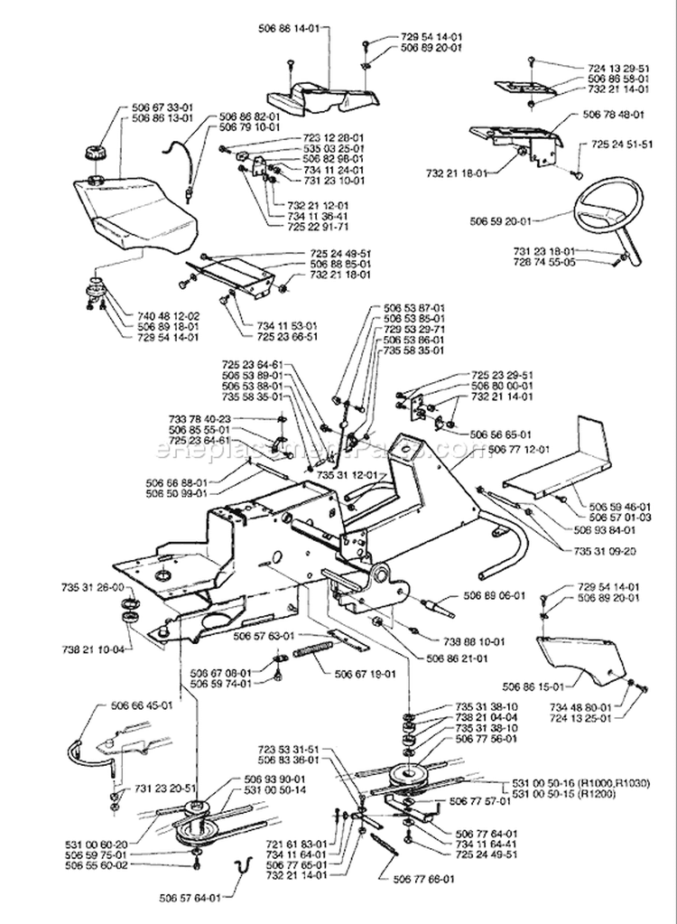 Page I Diagram and Parts List for 1200 Rider  1996-08 Husqvarna Lawn Tractor