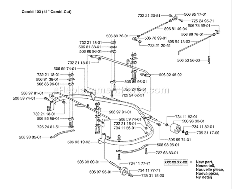 Page F Diagram and Parts List for 155 Rider  2003-01 Husqvarna Lawn Tractor