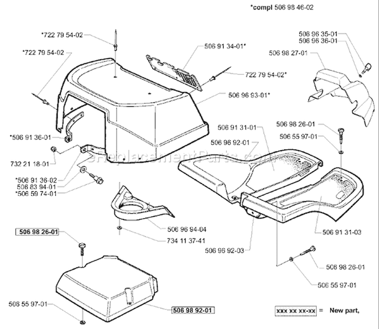 Page M Diagram and Parts List for RIDER 16 2001-01 Husqvarna Lawn Tractor