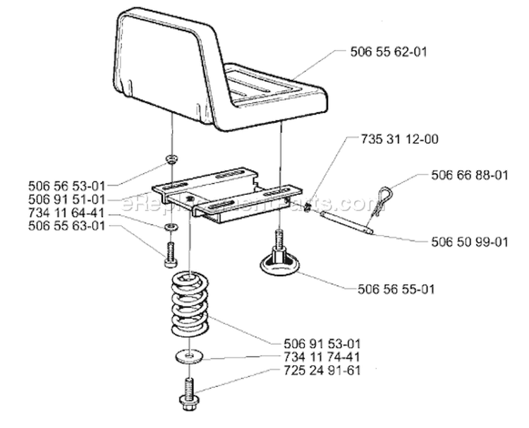 Page R Diagram and Parts List for RIDER 16 2001-01 Husqvarna Lawn Tractor