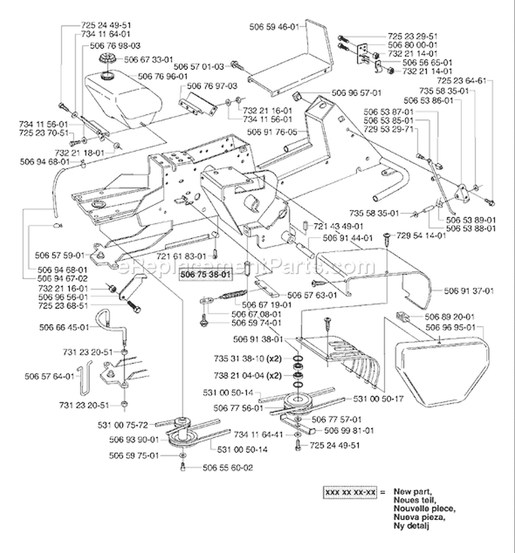 Page A Diagram and Parts List for RIDER 16 USA -2002-02 Husqvarna Lawn Tractor