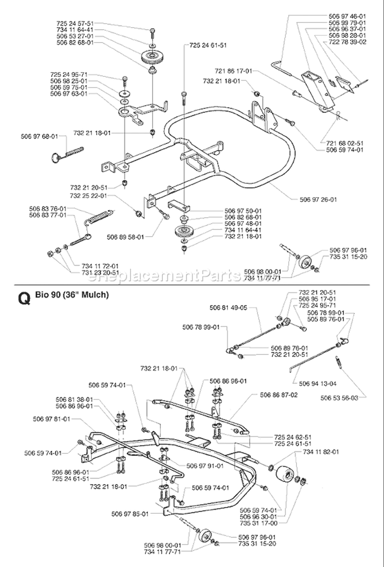 Page J Diagram and Parts List for RIDER 16 USA -2002-02 Husqvarna Lawn Tractor