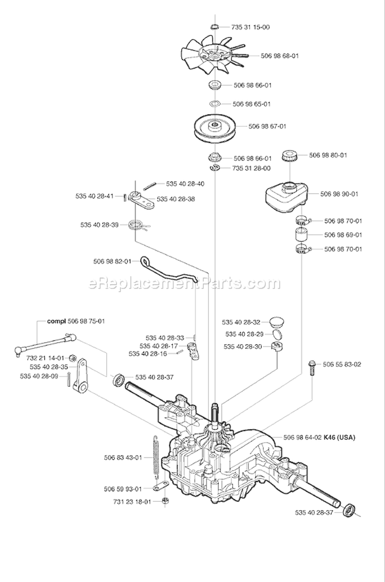 Page M Diagram and Parts List for RIDER 16 USA -2002-02 Husqvarna Lawn Tractor