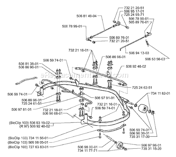 Page F Diagram and Parts List for RIDER 16 H USA Only -2000-02 Husqvarna Lawn Tractor