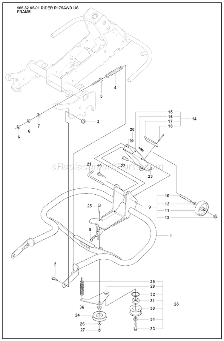 Page L Diagram and Parts List for 175 Rider  AWD USA -2008-05 Husqvarna Lawn Tractor