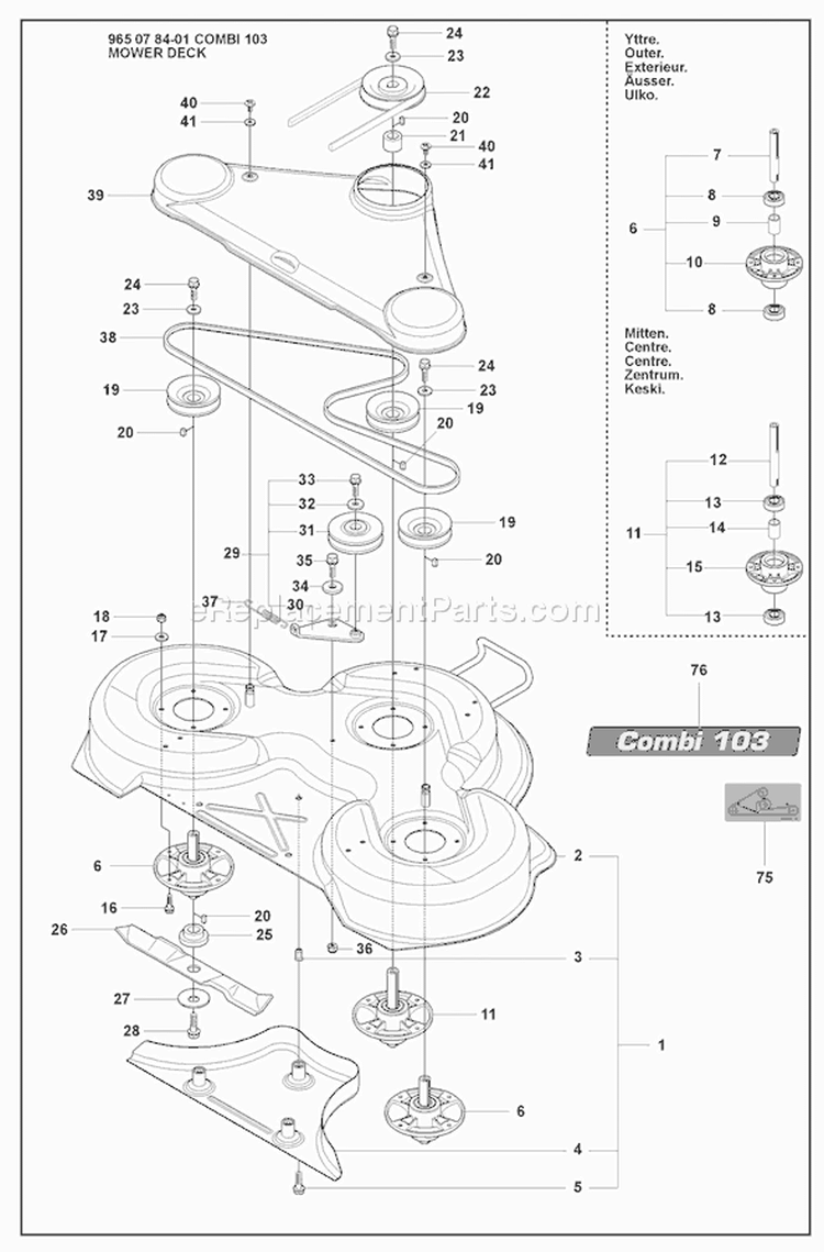 Page T Diagram and Parts List for 175 Rider  AWD USA -2008-05 Husqvarna Lawn Tractor