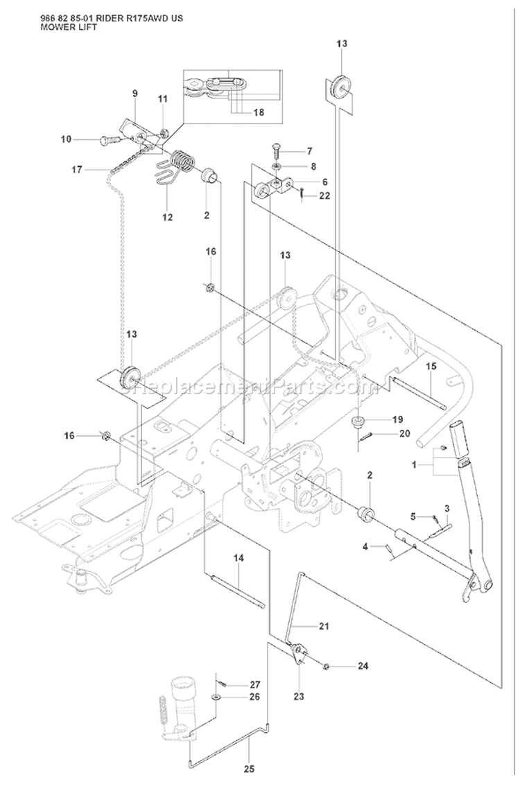 Page U Diagram and Parts List for 175 Rider  AWD USA -2008-05 Husqvarna Lawn Tractor
