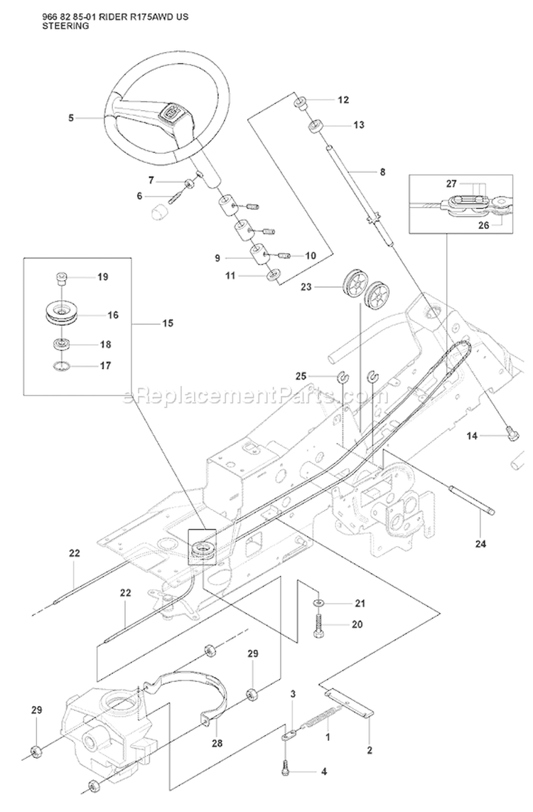 Page X Diagram and Parts List for 175 Rider  AWD USA -2008-05 Husqvarna Lawn Tractor