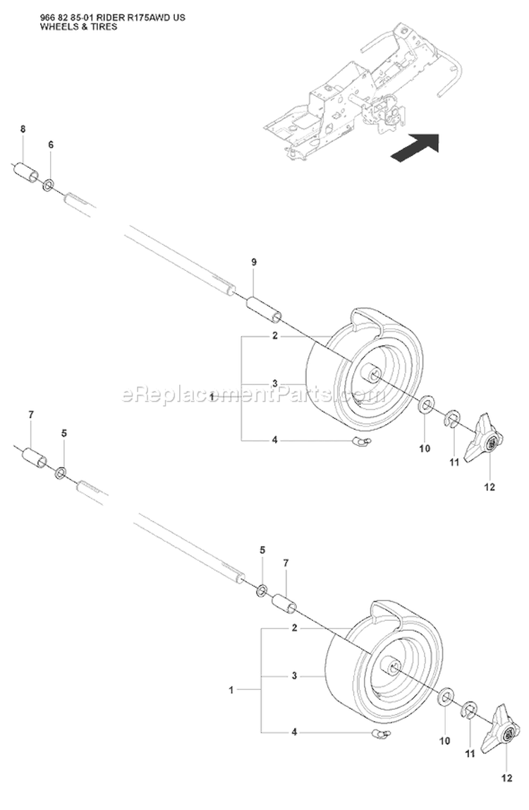 Page Z Diagram and Parts List for 175 Rider  AWD USA -2008-05 Husqvarna Lawn Tractor