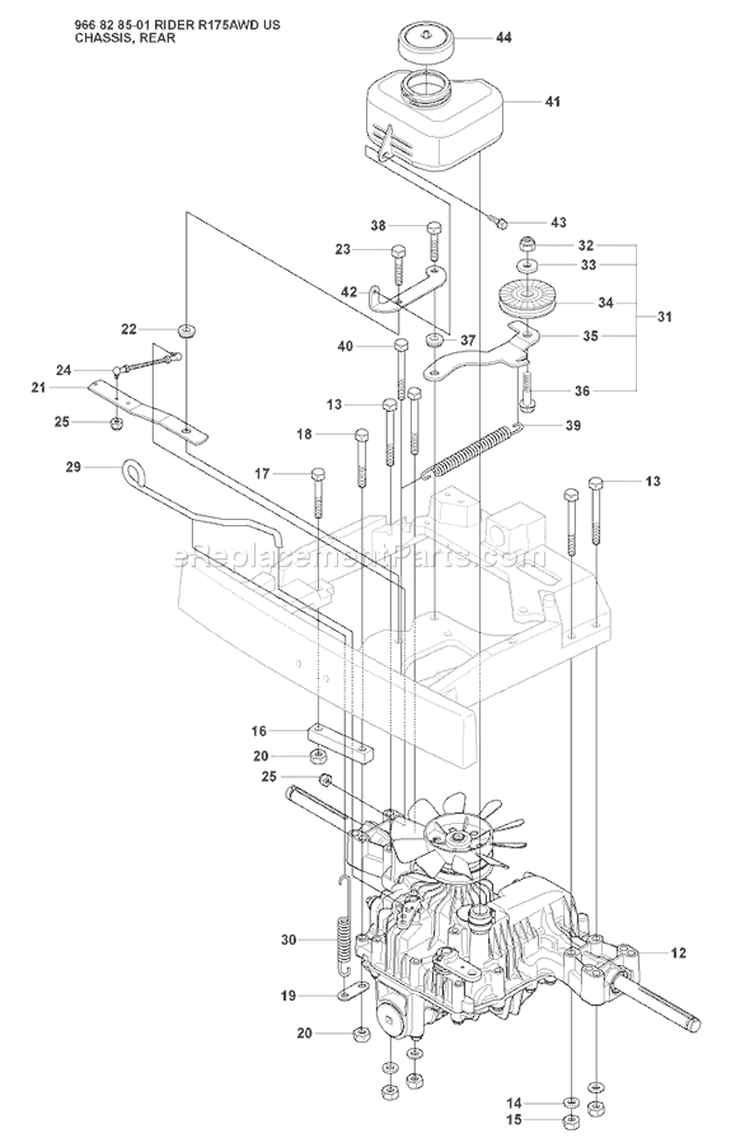 Page D Diagram and Parts List for 175 Rider  AWD USA -2008-05 Husqvarna Lawn Tractor
