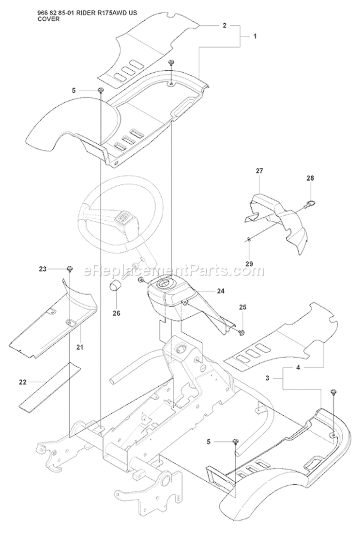 Page G Diagram and Parts List for 175 Rider  AWD USA -2008-05 Husqvarna Lawn Tractor