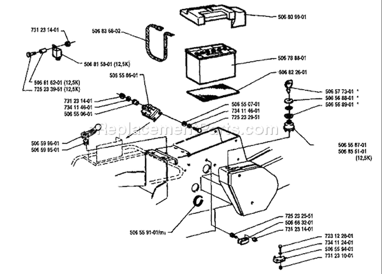 Page B Diagram and Parts List for 850 Rider  12 1991-01 Husqvarna Lawn Tractor