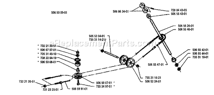 Page O Diagram and Parts List for 850 Rider  12 5K 1991-01 Husqvarna Lawn Tractor