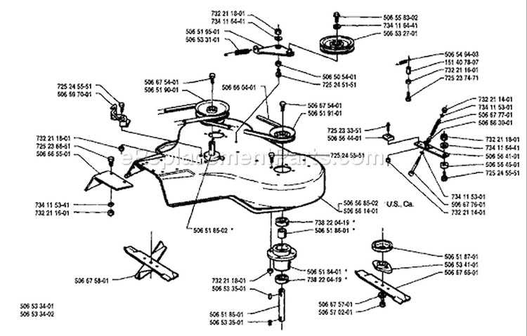 Page D Diagram and Parts List for 850 Rider  12 5K 1991-01 Husqvarna Lawn Tractor