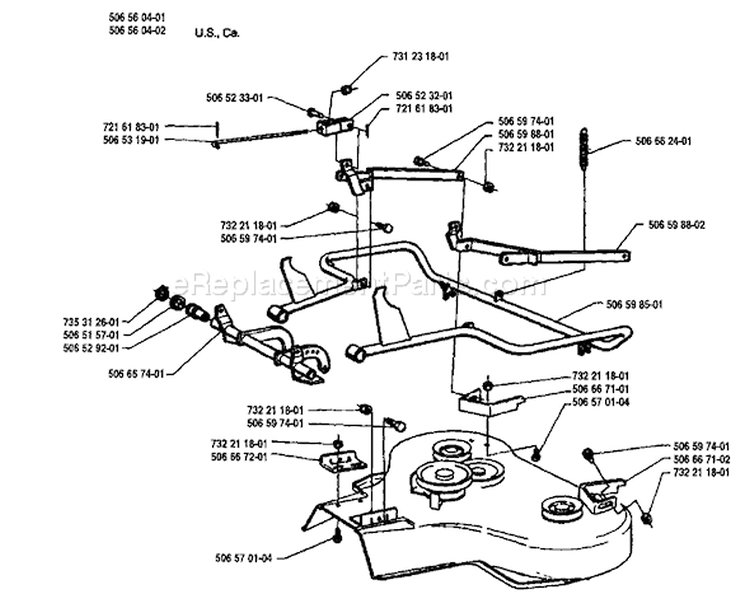Page F Diagram and Parts List for 850 Rider  12 5K 1991-01 Husqvarna Lawn Tractor