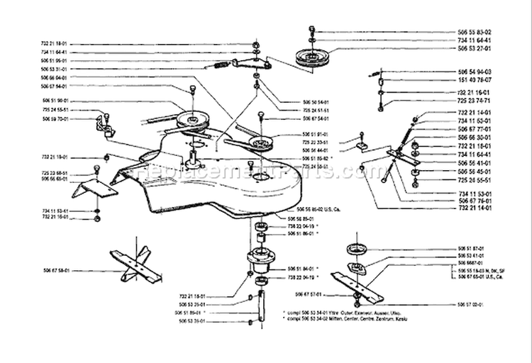 Page E Diagram and Parts List for 850 Rider  8 1989-02 Husqvarna Lawn Tractor