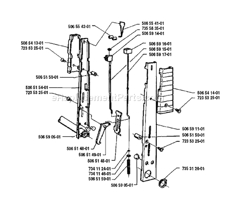 Page K Diagram and Parts List for 850 Rider  B 1990-02 Husqvarna Lawn Tractor