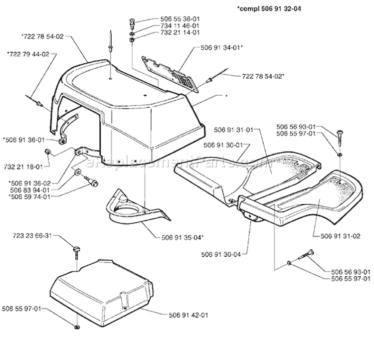 Page C Diagram and Parts List for 970 Rider  1998-01 Husqvarna Lawn Tractor