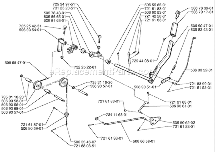 Page H Diagram and Parts List for 970 Rider  1998-01 Husqvarna Lawn Tractor