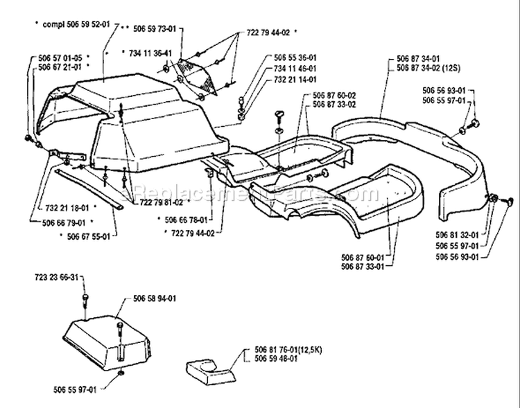 Page C Diagram and Parts List for 970 Rider  125 1992-03 Husqvarna Lawn Tractor
