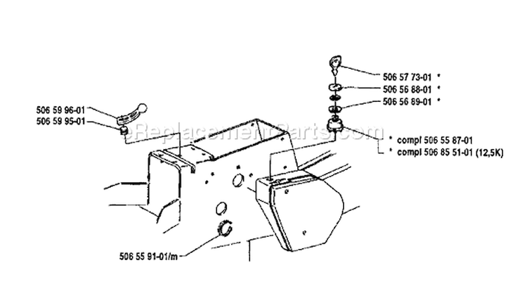 Page H Diagram and Parts List for 970 Rider  125 1992-03 Husqvarna Lawn Tractor