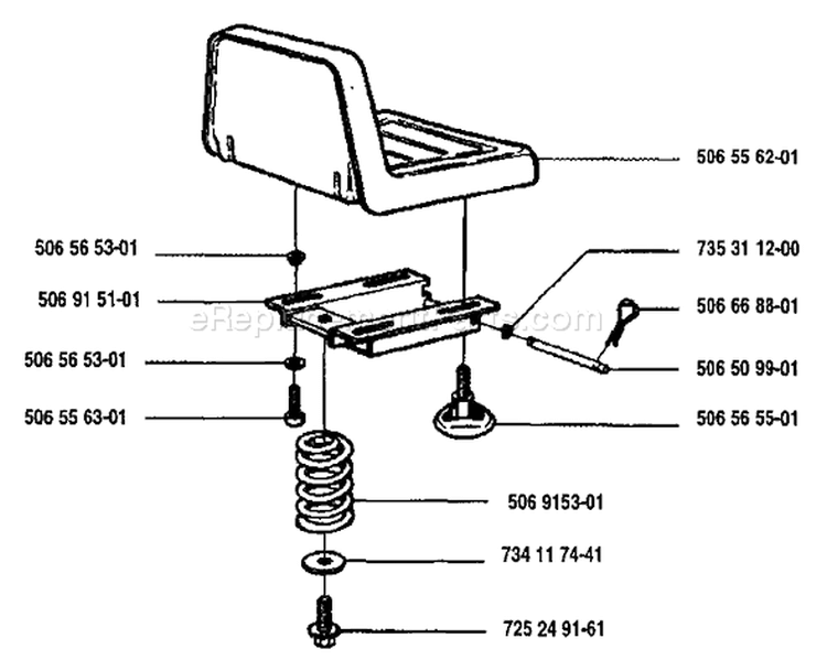 Page O Diagram and Parts List for 970 Rider  12 S 1993-05 Husqvarna Lawn Tractor
